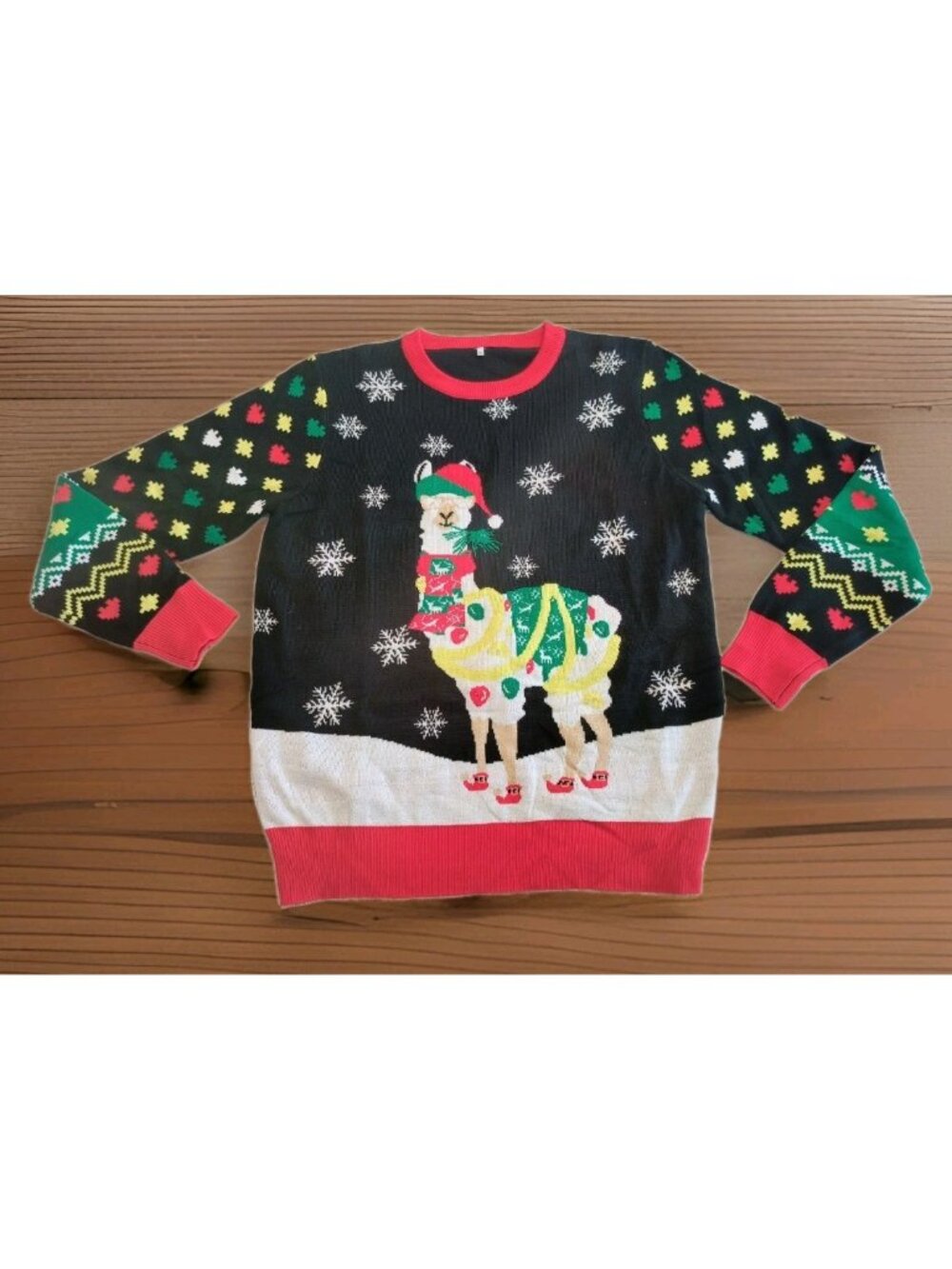 Holiday Sweater Women Medium Black Christmas Pullover Yama with integrated light